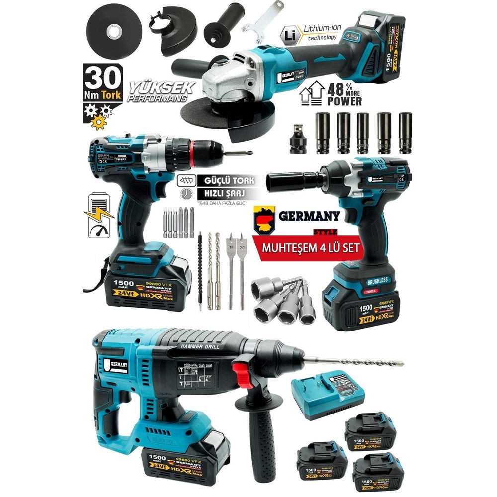 Germany Style 99880VPX Kömürsüz Şarjlı Taşlama Şarjlı Hilti 13 mm