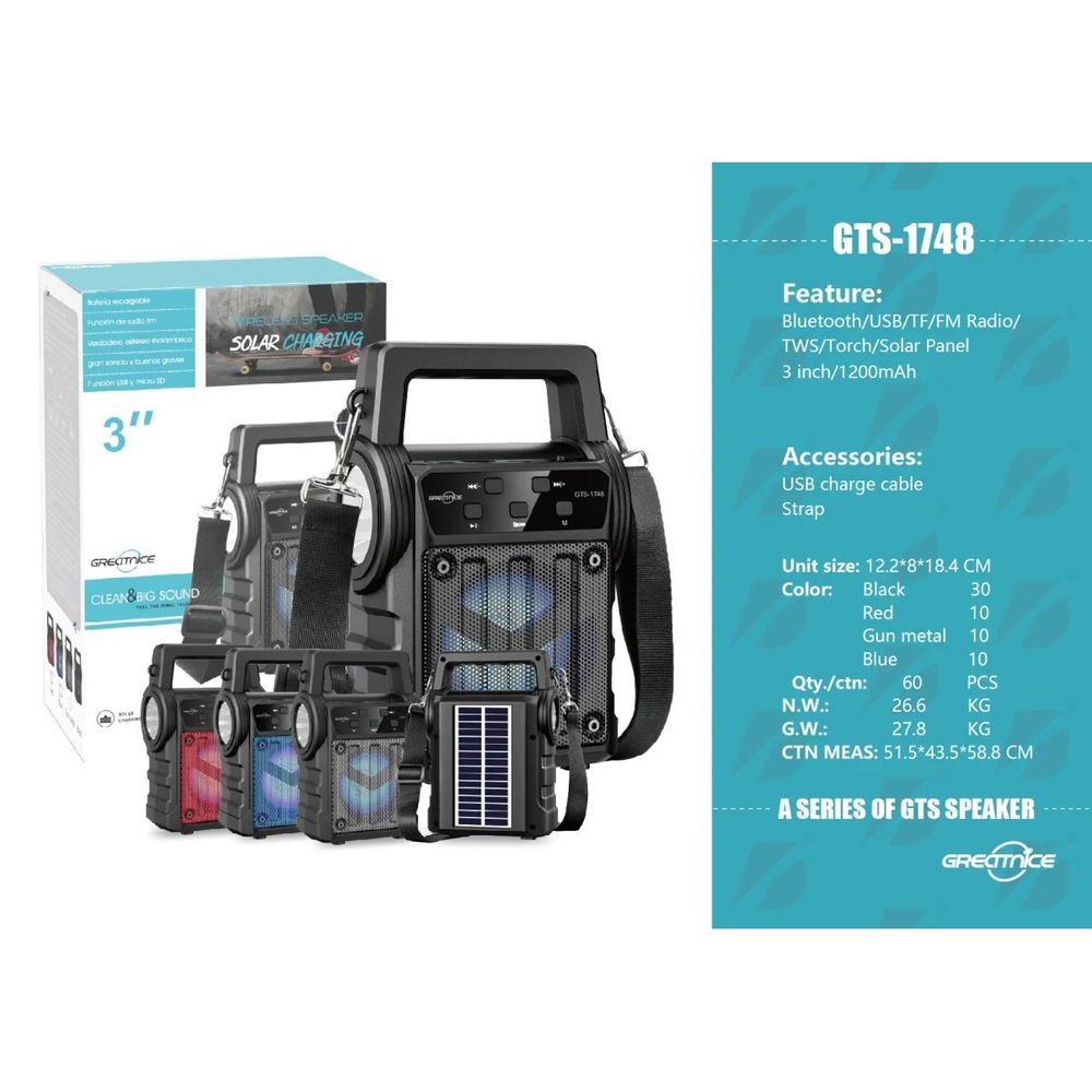Greatnice GTS-1748 3 inç Taşınabilir Şarj Edilebilir Mini Kablosuz Bluetooth Hoparlör