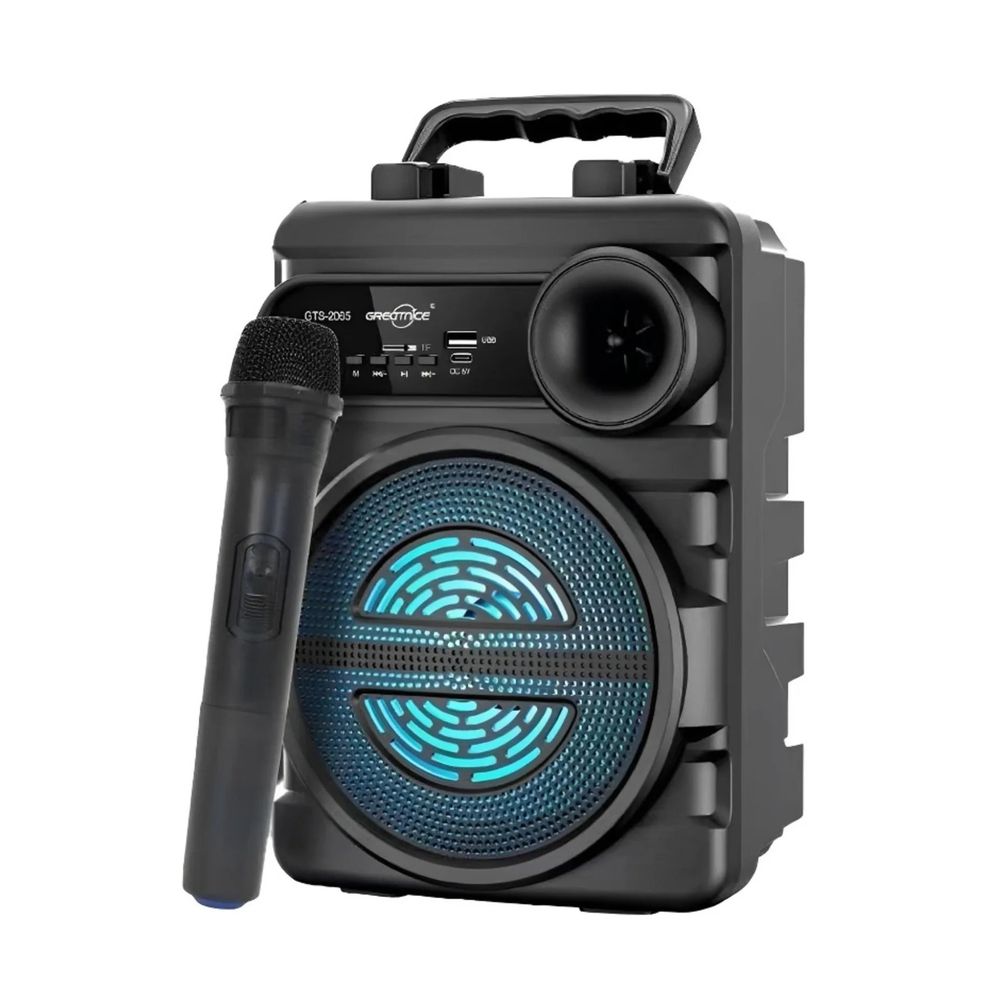Greatnice Gts-2065 Kablosuz Mikrofonlu Işıklı Bluetooth Speaker Hoparlör