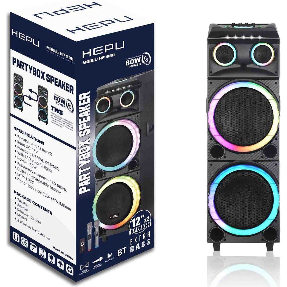 Hepu 930 2 Mikrofonlu Parti Bluetooth Hoparlör