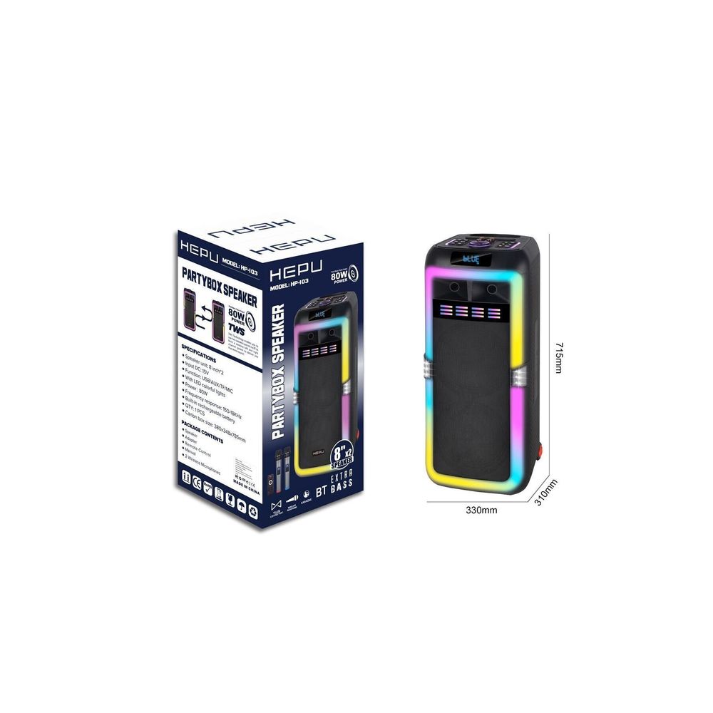 Hepu HP 103 Büyük Boy Taşınabilir Şarjlı Parti Bluetooth Hoparlör