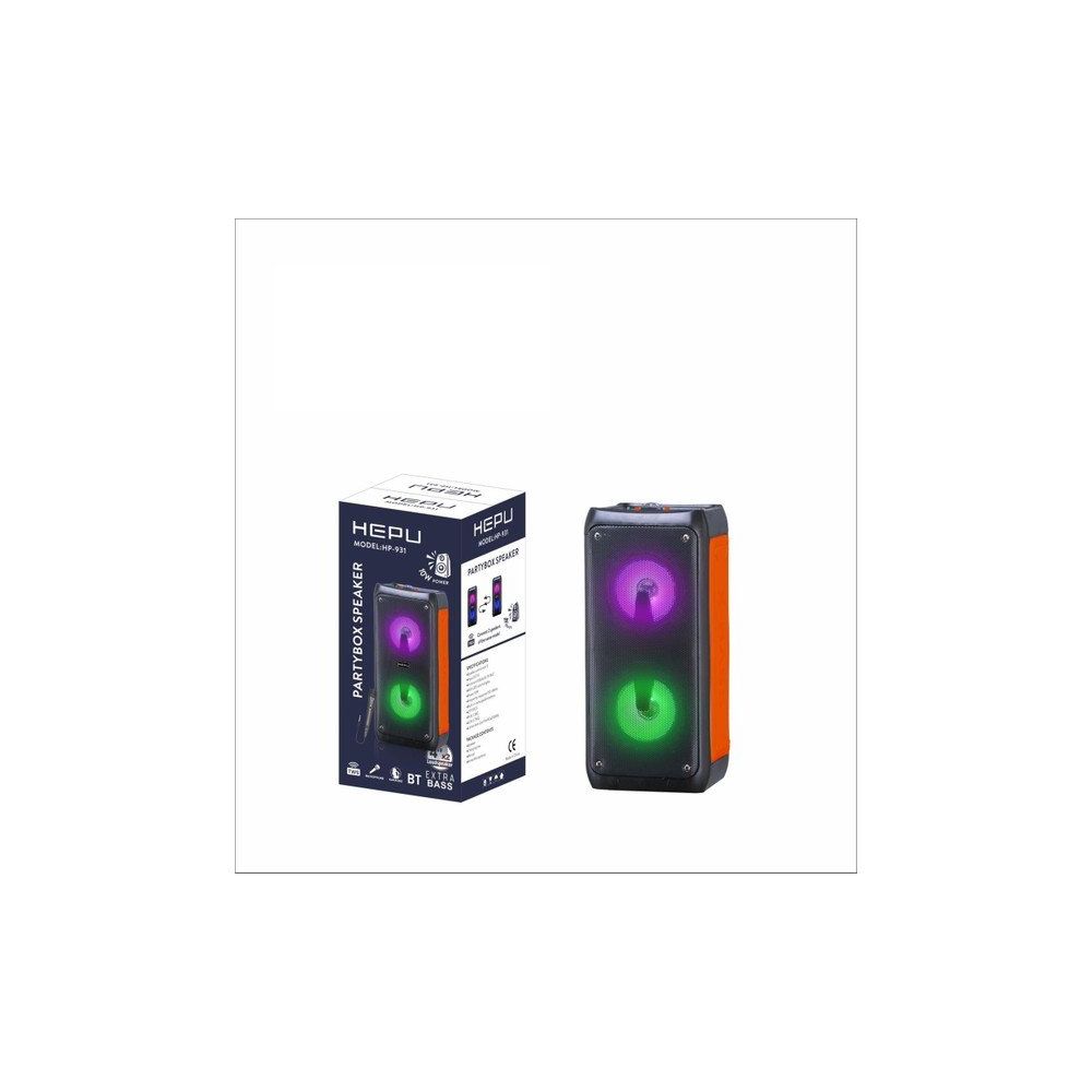 Hepu HP-932 Taşınabilir Işıklı Kablolu Mikrofonlu Bluetooth Hoparlör