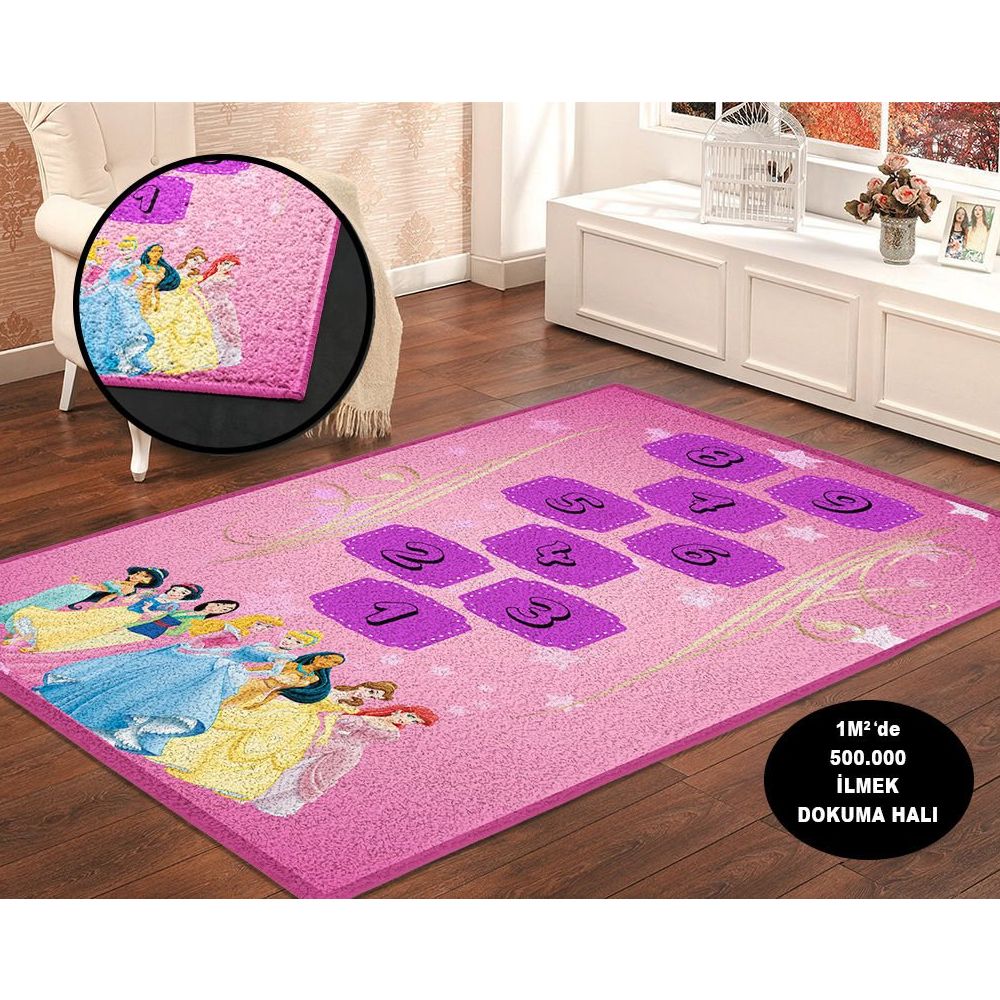 herms prenses ve seksek desenli taftingrenkli 150x230 cm cocuk odasi hali fiyatlari