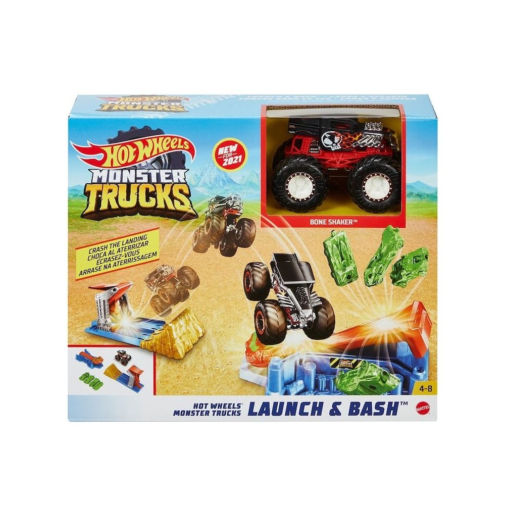 Hot Wheels GVK08 Monster Trucks Fırlat ve Çarpış Oyun Seti