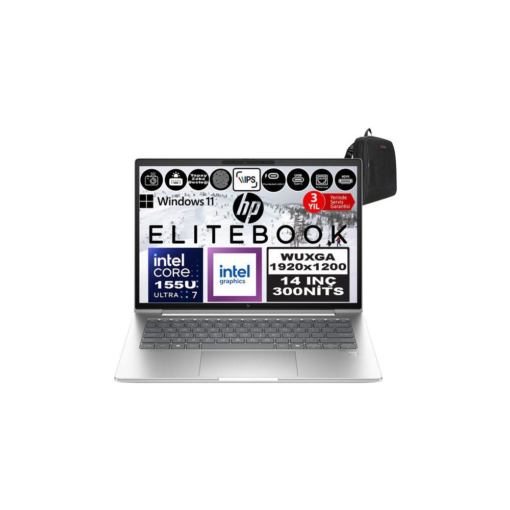 HP EliteBook 640 G11 9Y7L4ET Ultra 7 155U 24GB RAM 4TB SSD Windows 11 Pro 14 inç Laptop - Notebook