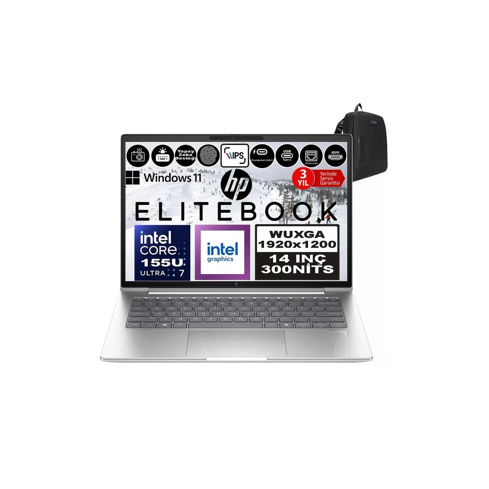 HP EliteBook 640 G11 9Y7L4ET Ultra 7 155U 32GB RAM 512GB SSD Windows 11 Pro 14 inç Laptop - Notebook