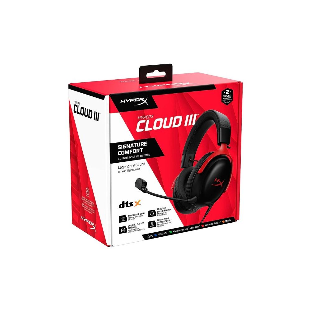 HyperX 727A9AA Cloud III Siyah Kırmızı Kablolu Kulak Üstü Oyuncu