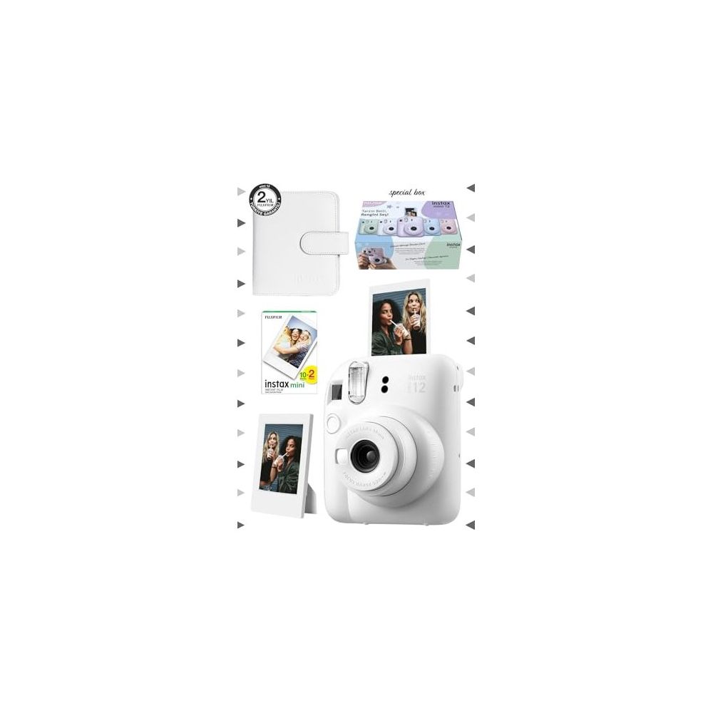 Instax Mini 12 Beyaz 20'li Film Çerçeve Kare Albüm ve Fotoğraf Makinesi Seti