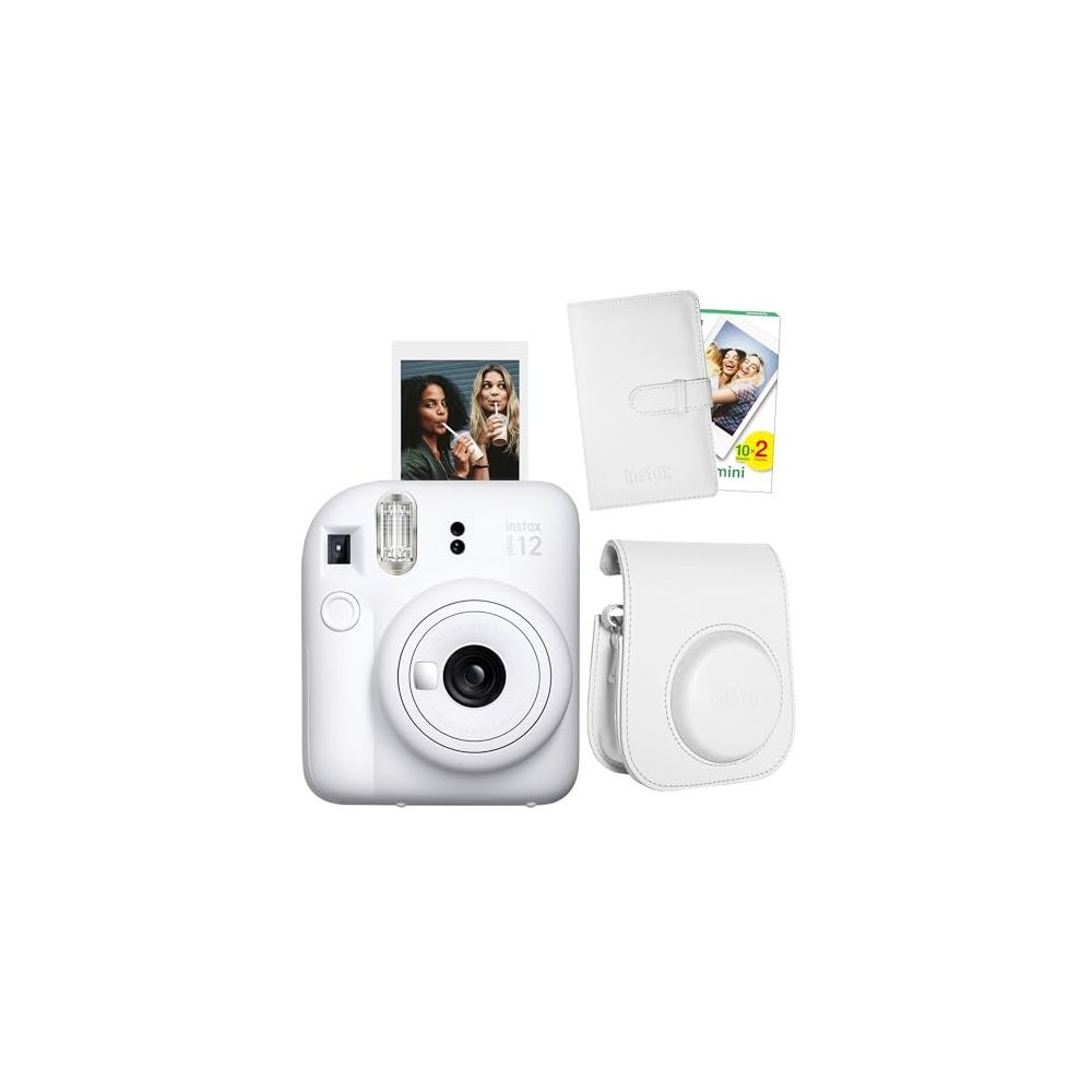 Instax Mini 12 Beyaz 20'li Film Laporta Albüm Deri Kılıf ve Fotoğraf Makinesi Seti