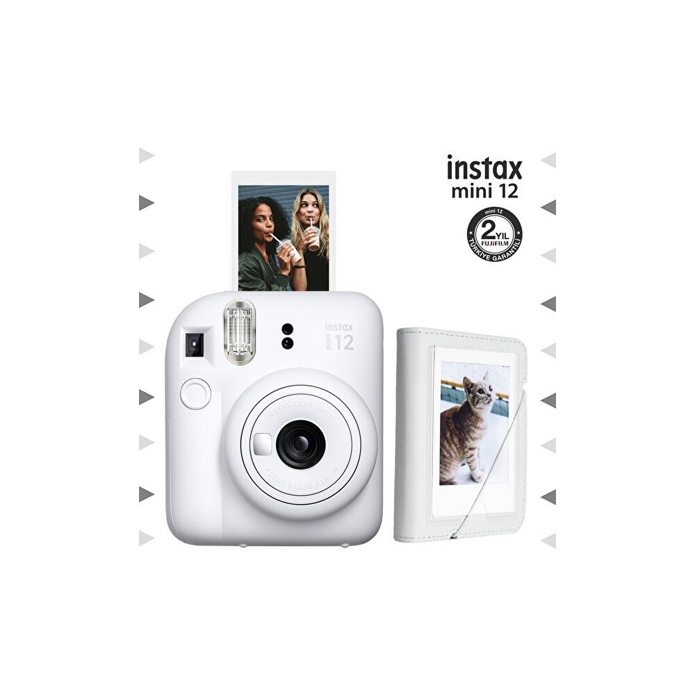 Instax Mini 12 Beyaz Fotoğraf Makinesi ve 28'li Mini Albüm Seti