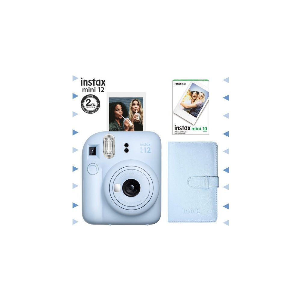 Instax Mini 12 Mavi 10'lu Film Laporta Albüm ve Fotoğraf Makinesi Seti