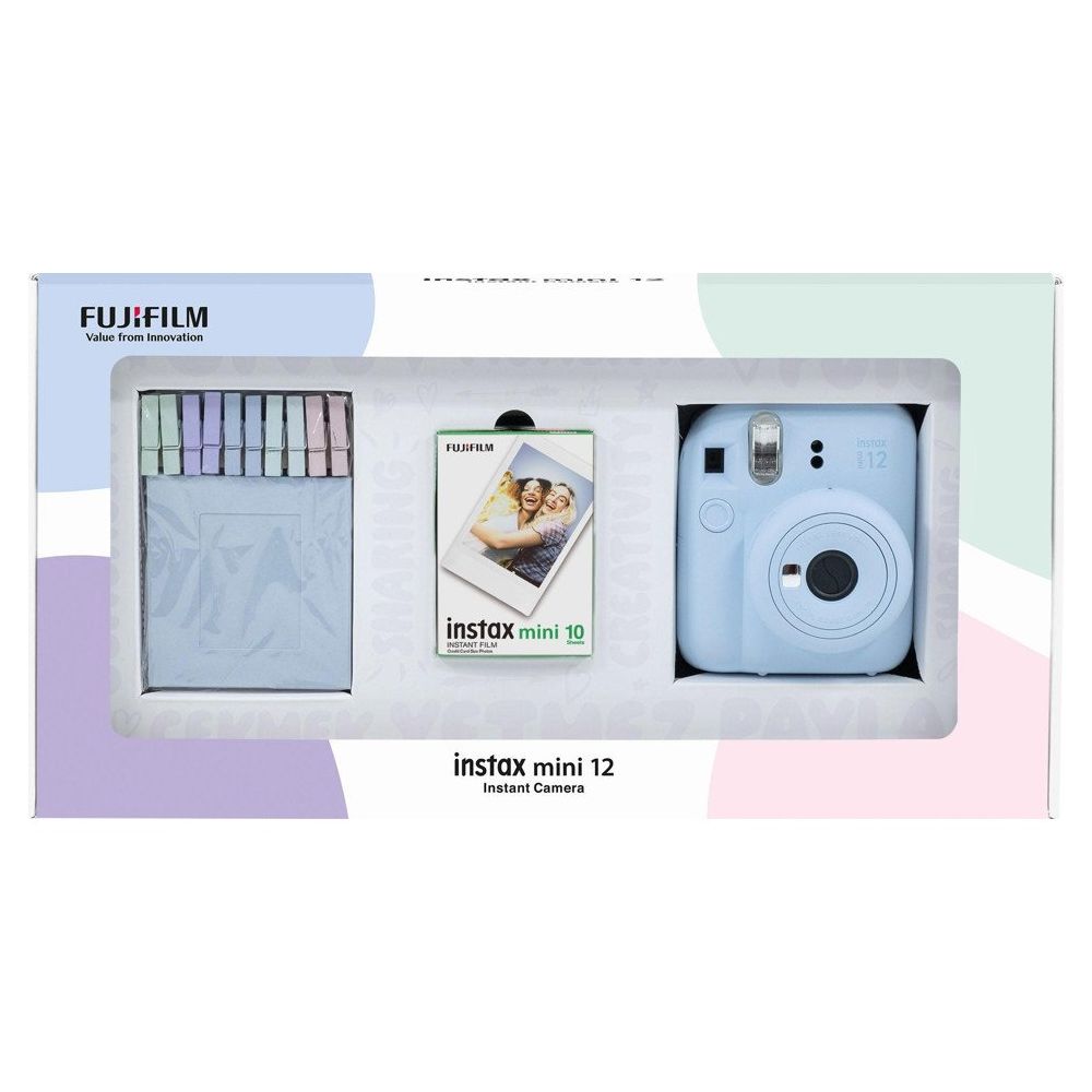 Instax Mini 12 Mavi 10'lu Film Mandal Bundle Box ve Fotoğraf Makinesi