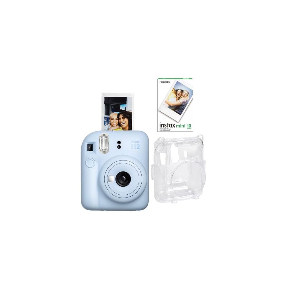 Instax Mini 12 Mavi 10'lu Film Şeffaf Kılıf ve Fotoğraf Makinesi Seti