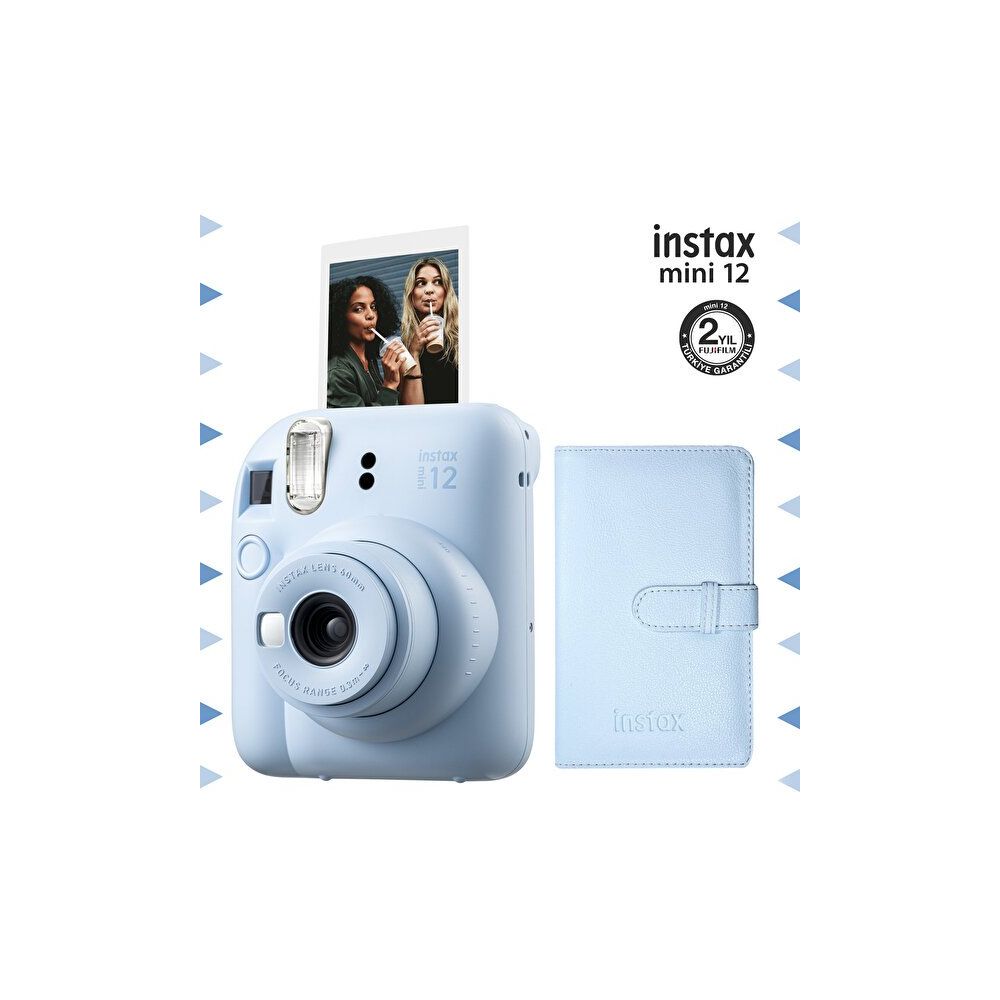 Instax Mini 12 Mavi Fotoğraf Makinesi ve 96'lı Laporta Albüm Seti