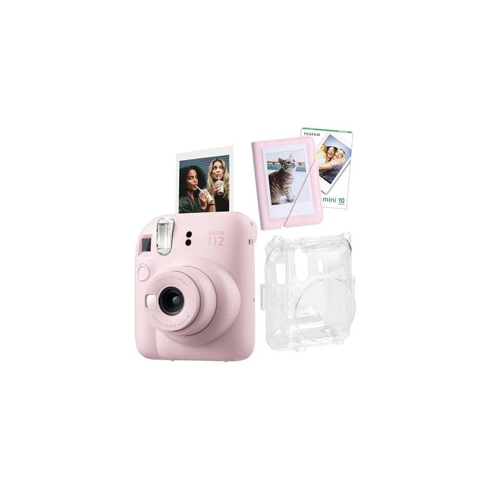 Instax Mini 12 Pembe 10'lu Film Mini Albüm Şeffaf Kılıf ve Fotoğraf Makinesi Seti