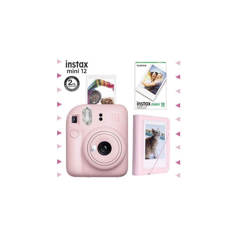 Instax Mini 12 Pembe 10'lu Film Mini Albüm ve Fotoğraf Makinesi Seti