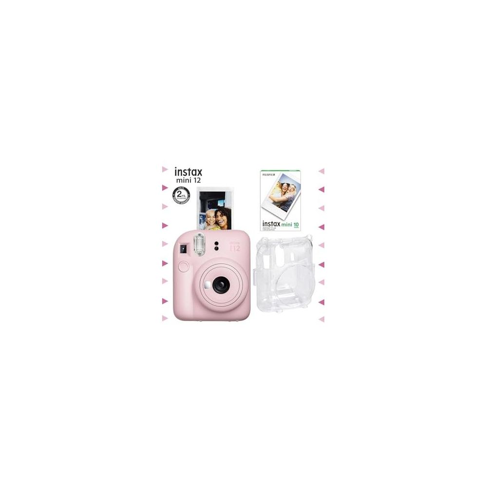 Instax Mini 12 Pembe 10'lu Film Şeffaf Kılıf ve Fotoğraf Makinesi Seti