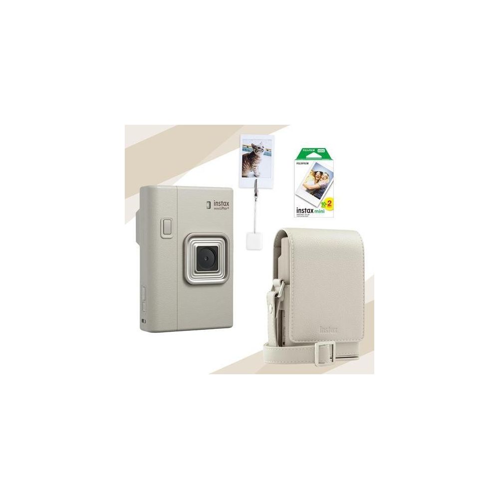 Instax Mini Liplay Plus Sand Beige 20'li Film Çanta Kıskaç ve Fotoğraf Makinesi Hediye Seti