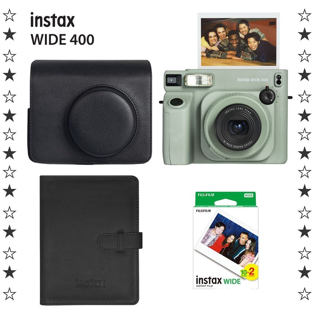 Instax Wide 400 Yeşil Deri Çanta Albüm 20'li Film ve Fotoğraf Makinesi Hediye Seti