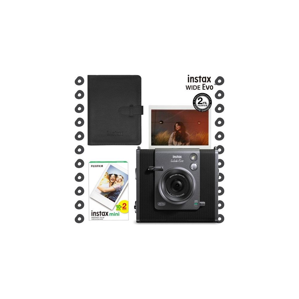 Instax Wide Evo Anında Baskı Hybrid 20'li Film Wide Albüm ve Fotoğraf Makinesi Hediye Seti