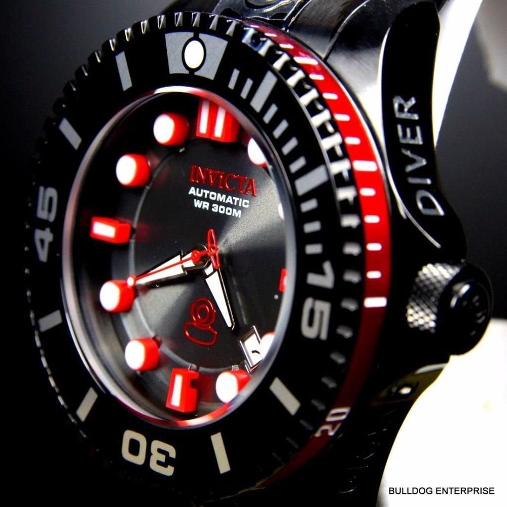 Invicta Herren 47mm Fire rot schwarz Grand Diver Automatik Edelstahl Armbanduhr 21870 