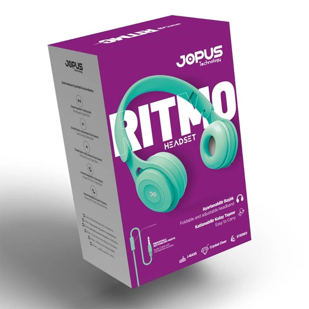 Jopus 3,5 Universal Js80 Ritmo Yesil Mikrofonlu Kulaklık