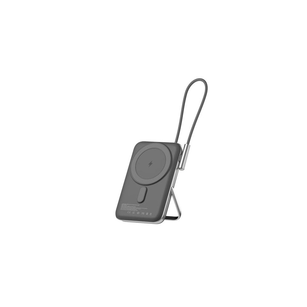 Juo 10.000 mAh 20W Siyah Dahili Type-C Kablolu Taşınabilir Standlı Hızlı Şarj Cihazı Magsafe Powerbank