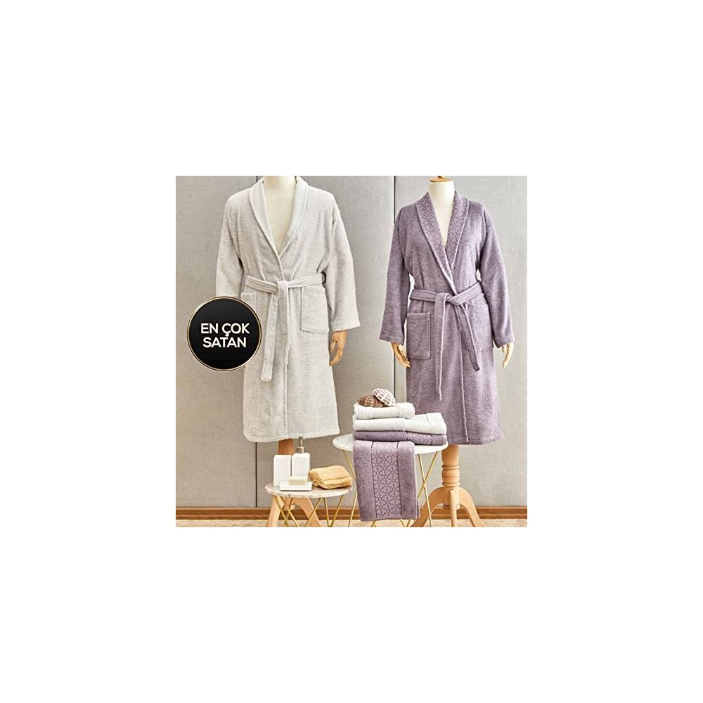 Karaca Home Casita Floş 6 Parça Gri Mürdüm Aile Bornoz Seti Fiyatları