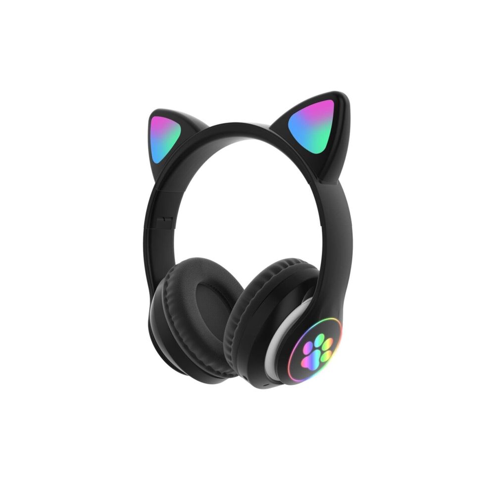 Karler STN-28 Siyah Bluetooth LED Işıklı Hafıza Kartı Girişli Kulak Üstü Kedi Kulaklık