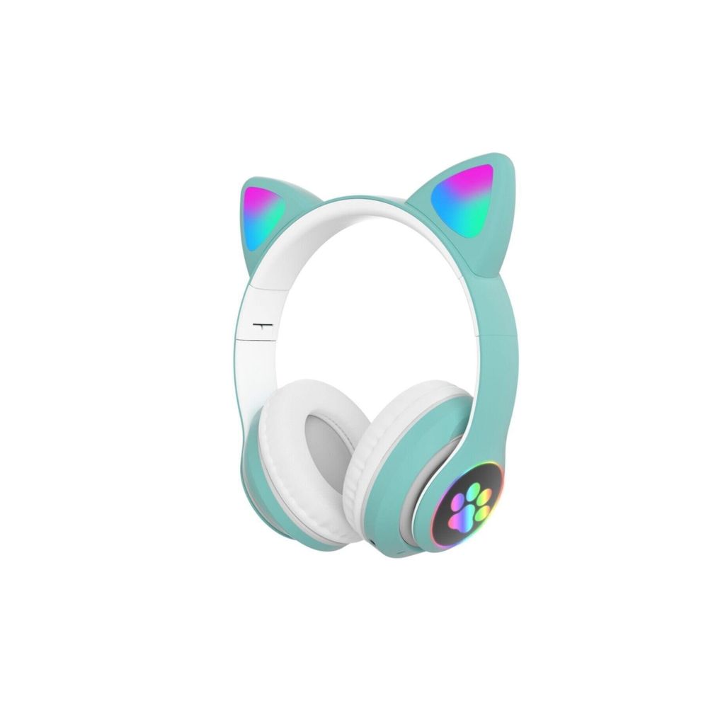 Karler STN-28 Yeşil Bluetooth LED Işıklı Hafıza Kartı Girişli Kulak Üstü Kedi Kulaklık