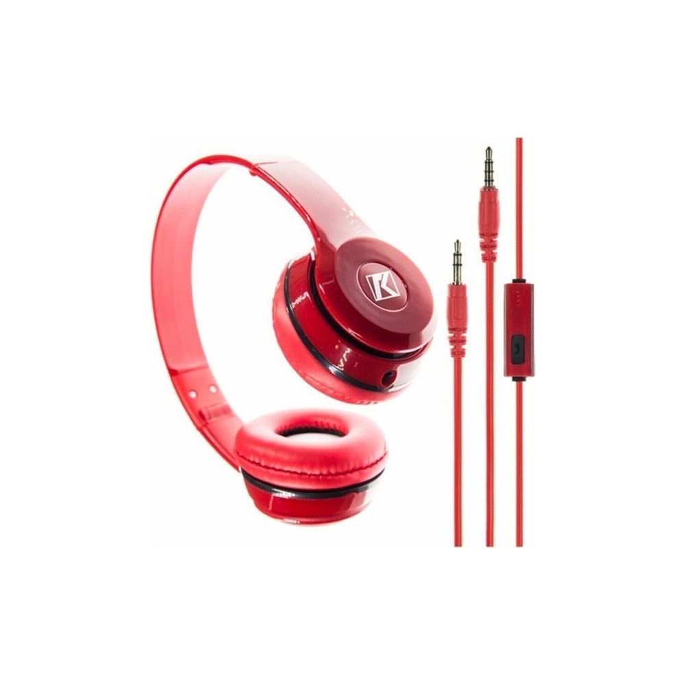 Kensa Kırmızı Kulak Üstü Portatif Katlanır Stereo Kulaklık
