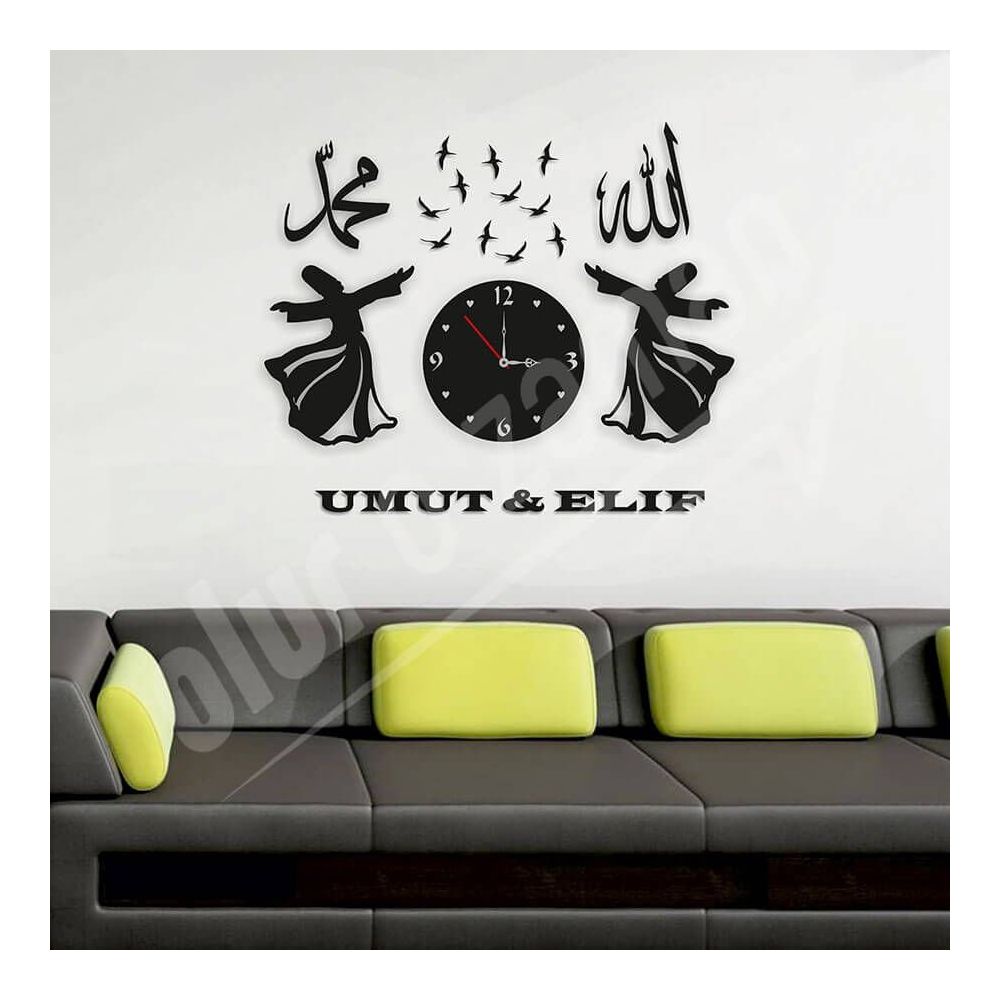 kisiye ozel allah muhammed semazen dekoratif duvar saati fiyatlari