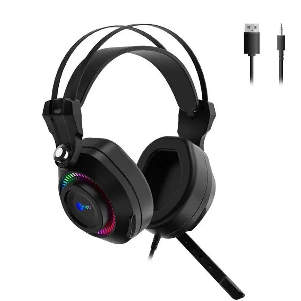 Lecoo HT405 Siyah 3.5 mm Jack + USB Kulak Üstü RGB LED Aydınlatmalı Kablolu Gaming Kulaklık
