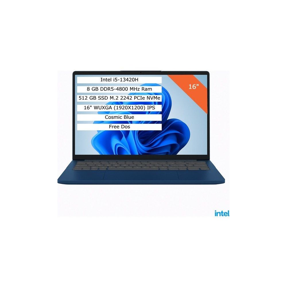 Lenovo IdeaPad Slim 3 16IRH10 83K2001RTR i5-13420H 8GB RAM 512GB SSD FreeDOS 16 inç Laptop - Notebook