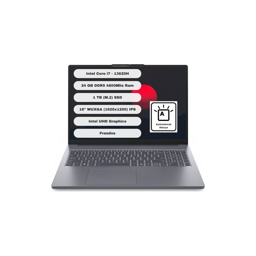Lenovo IdeaPad Slim 3 16IRH10 83K2001VTR i7-13620H 24GB RAM 1TB SSD FreeDOS 16 inç Laptop - Notebook