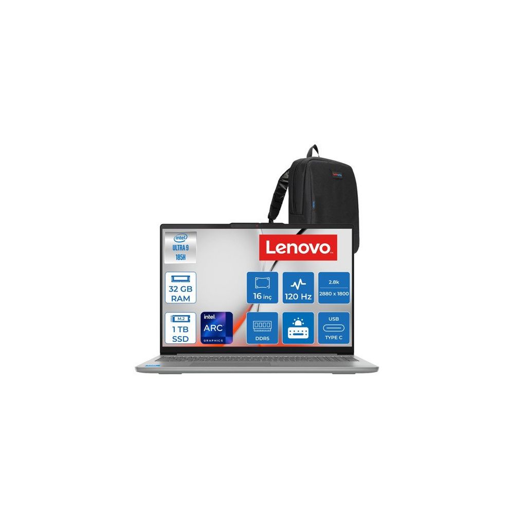 Lenovo Ideapad Slim 5 16IMH10 83V70057TR Ultra 9 185H 32GB RAM 1TB SSD FreeDOS 16 inç Laptop