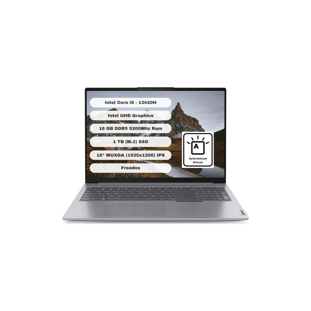 Lenovo ThinkBook 16 G6 IRL 21KH00SXTR-GT1 i5-13420H 16GB RAM 1TB SSD FreeDOS 16 inç Laptop - Notebook