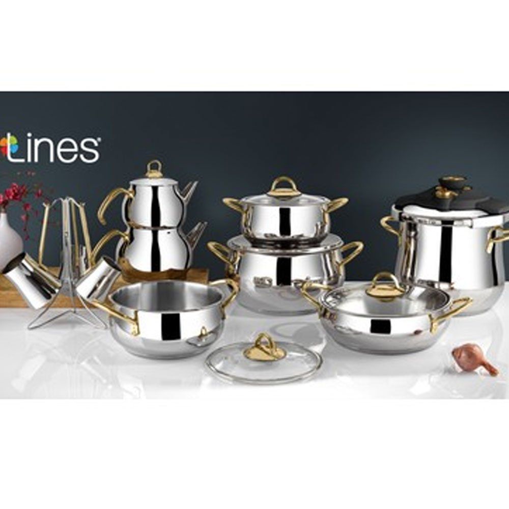 Lines Zeycan 18 Parça Gold Paslanmaz Çelik Clipso Dik Taban