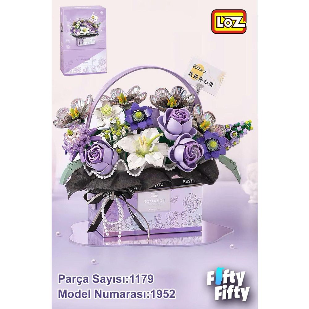 Loz FFLZ-1952 Ledli Mor Dekoratif ve Koleksiyonluk Çiçek Buketi