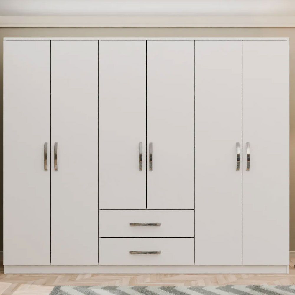 Metalia GM0066 Linda 6 Kapılı 2 Çekmeceli Beyaz Gardrop Fiyatları