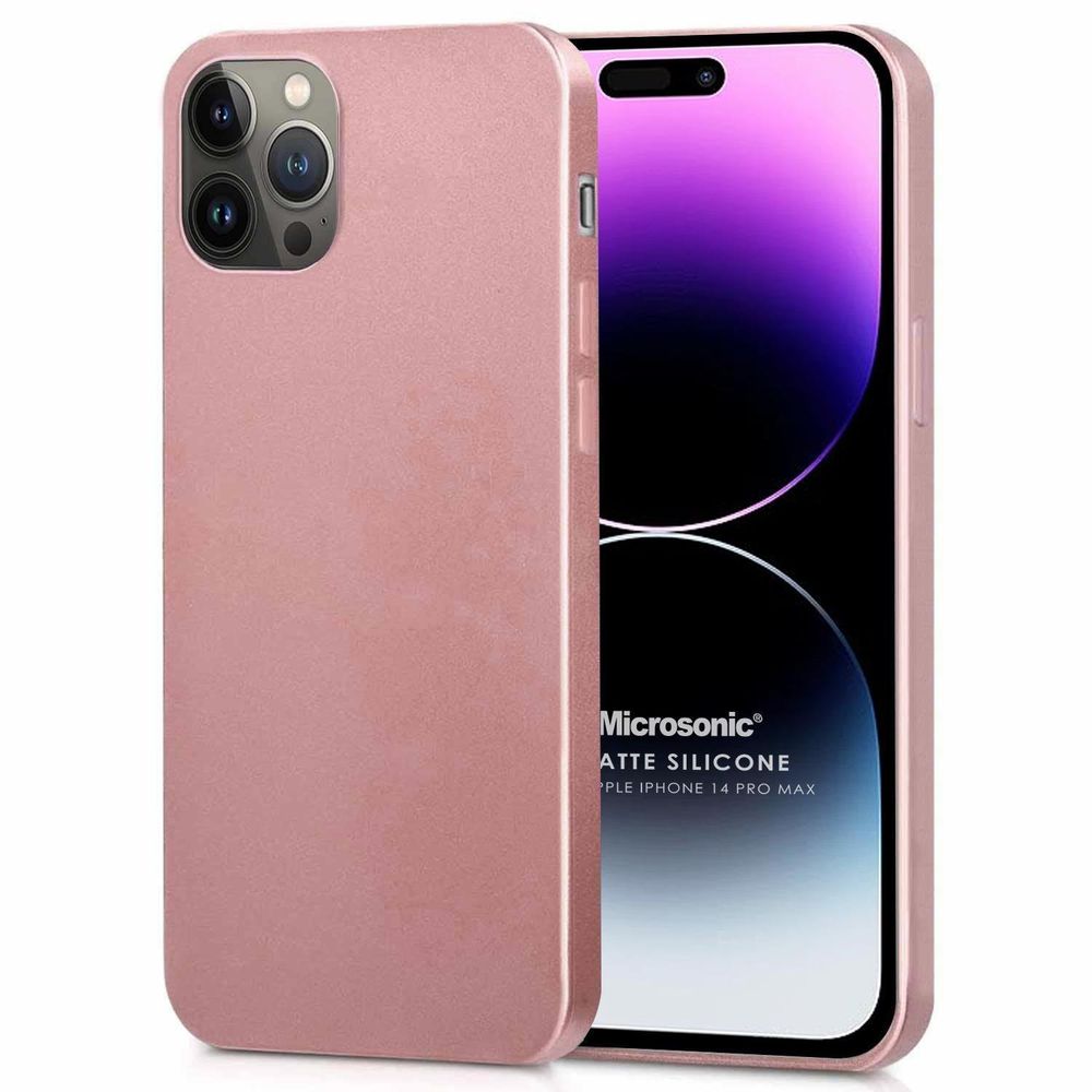 Microsonic Apple iPhone 14 Pro Max Mat Rose Gold Silikon Cep