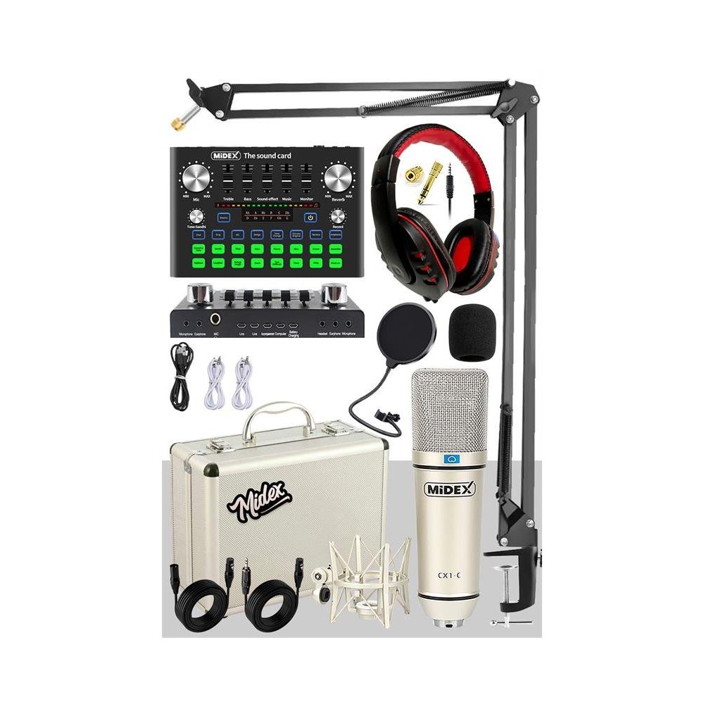 Midex CX1 Compact Set-2 Efektli Ses Kartı Mikrofon Stand Seti