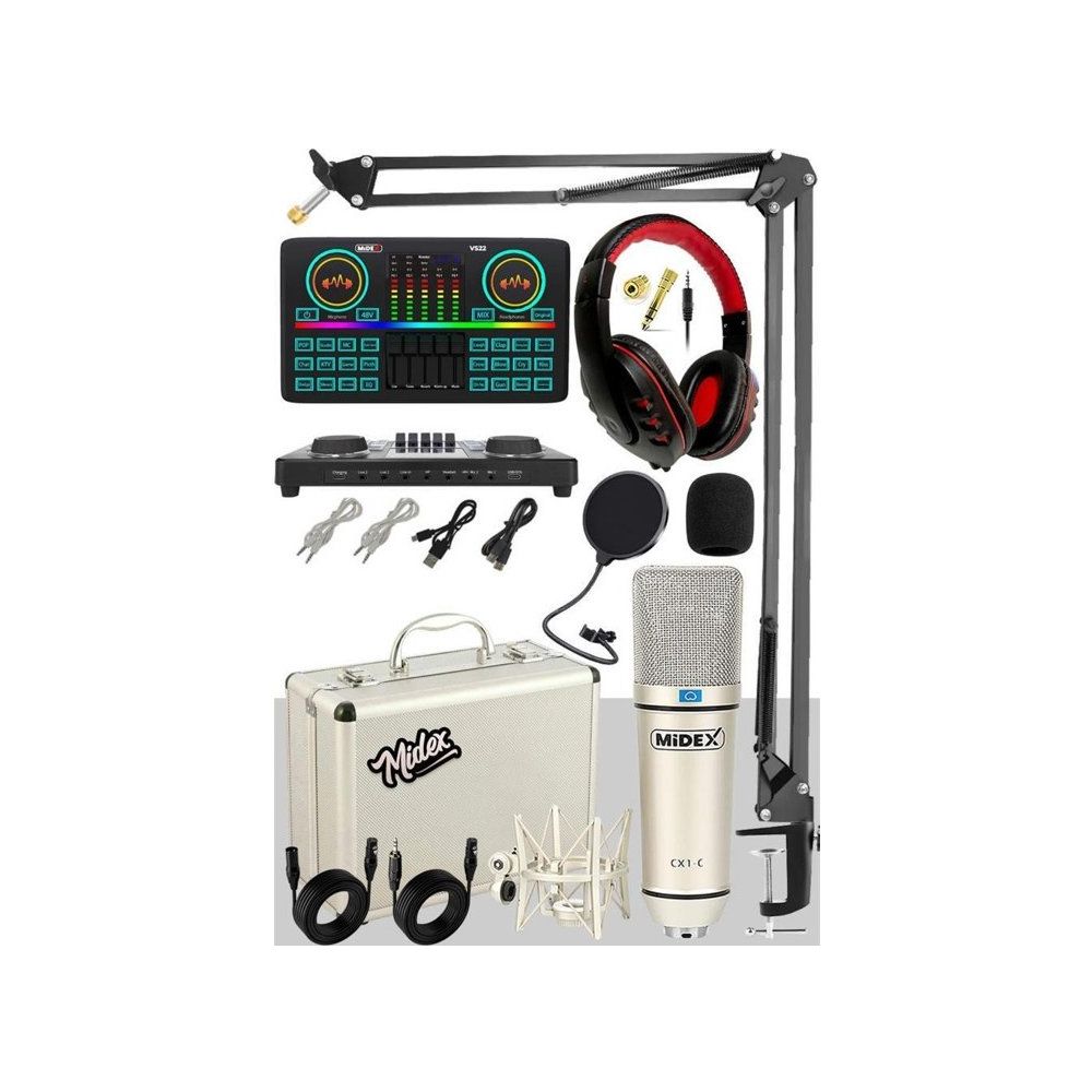 ※まいまいページ　４点セット Midex CX1 Effective Set-2 Efektli Ses Kartı-Mikrofon-Kulaklık ve