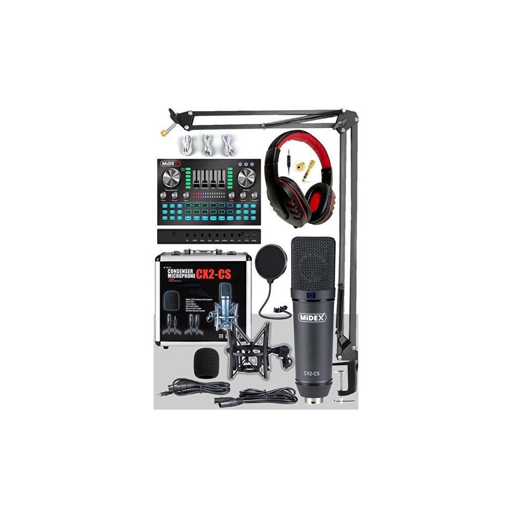 Midex CX2 Private Paket-4 Mikrofon VS20 Ses Kartı Stüdyo Kayıt
