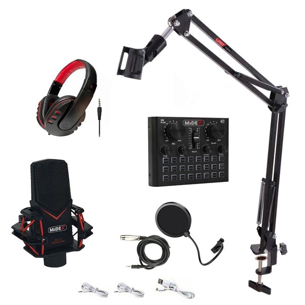 Midex Gmx-1 Record Head Set Condenser Mikrofon Kulaklık Ses Kartı