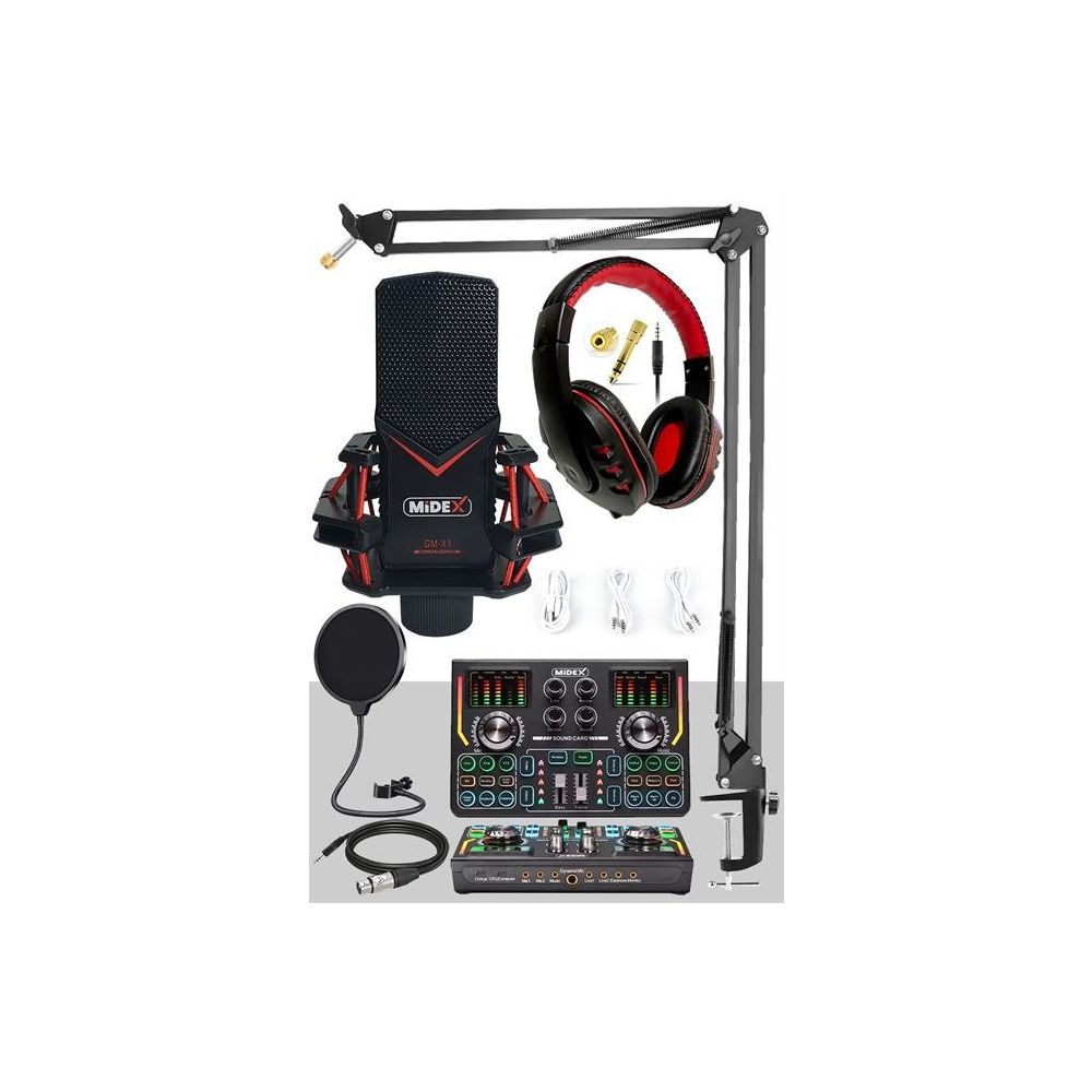 Midex Gmx-1 Titanium Set Efektli Ses Kartı Mikrofon Kulaklık Stand