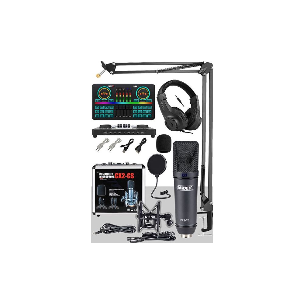 Midex Private Paket-5 CX2 Mikrofon VS22 Ses Kartı Stüdyo Kayıt