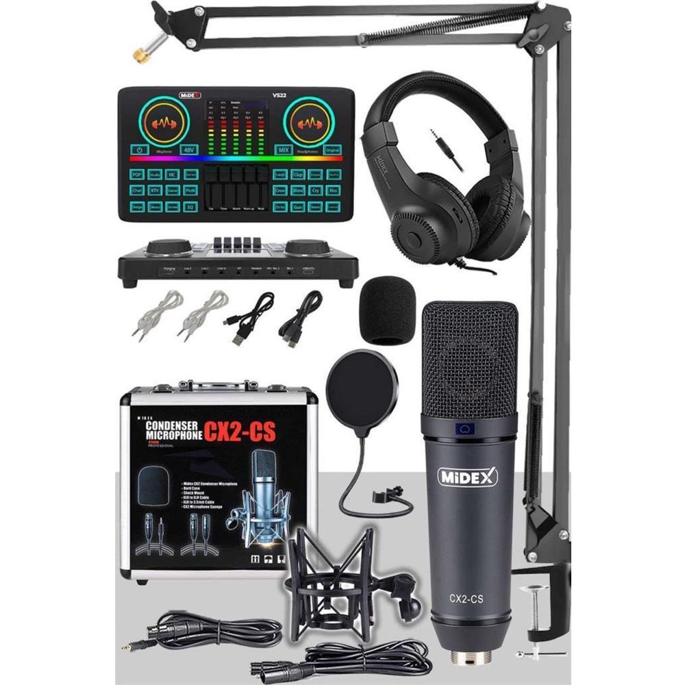 Midex Private Paket-5 CX2 Mikrofon VS22 Ses Kartı Stüdyo Kayıt
