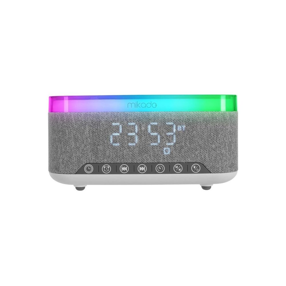 Mikado MD-W8 1200 mAh 10 W Gri RGB Gece Lambası Özellikli Alarmlı Saat Beyaz Bluetooth Speaker