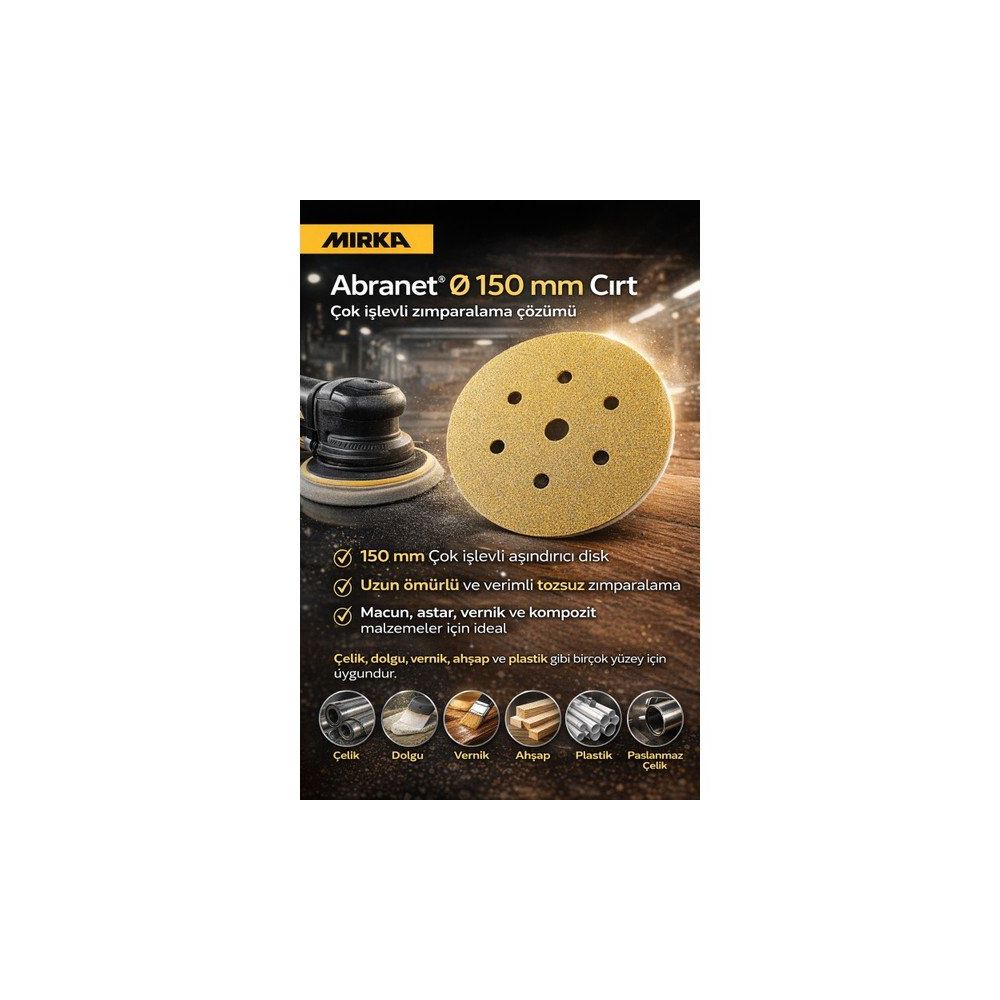 Mirka Gold Zımpara 150 mm Cırt 7d P180 100'lü Paket Fiyatları